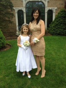 Woman and flower girl at wedding
